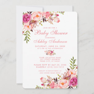 Floral Pink Blush Baby Shower Invitation R