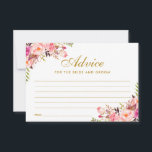 Floral Pink Blush Gold Wedding Advice Card<br><div class="desc">Watercolor Floral Pink Blush Gold Wedding Advice Card</div>