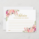 Floral Pink Blush Gold Wedding Advice Card L<br><div class="desc">Watercolor Floral Pink Blush Gold Wedding Advice Card - Large</div>