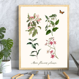 Floral Pink Botanical Bloom Quote Typography  Poster
