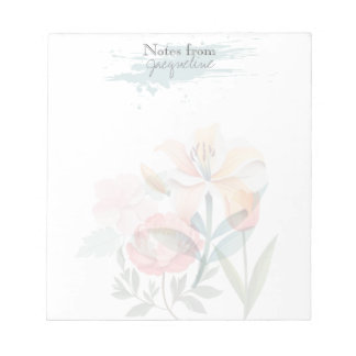 Floral Pink Botanical Classic Personalized Notepad