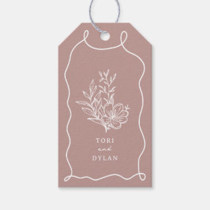Floral Pink Bouquet Wedding Gift Tags