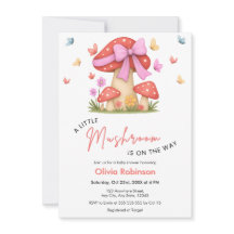 Floral Pink Bow A Little Mushroom Baby Shower