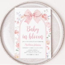 Floral Pink Bow Baby in Bloom Baby Shower