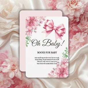 Floral Pink Bow Baby Shower Enclosure Card