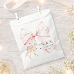 Floral Pink Bow Baby Shower Favour Bag