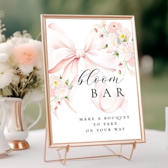 Floral Pink Bow Bouqet Bar  Poster (Creator Uploaded)