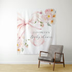Floral Pink Bow Coquette Baby Shower Backdrop