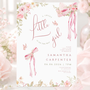 Floral Pink Bow Coquette Garden baby shower Invitation