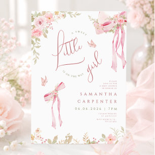 Floral Pink Bow Coquette Garden baby shower Invitation
