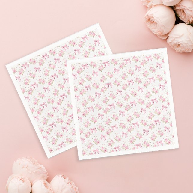 Floral Pink Bow Love Shack Baby Shower Napkin (Creator Uploaded)