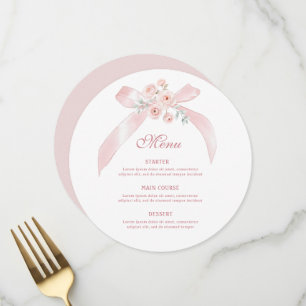 Floral Pink Bow Round Menu
