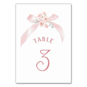 Floral Pink Bow Table Number