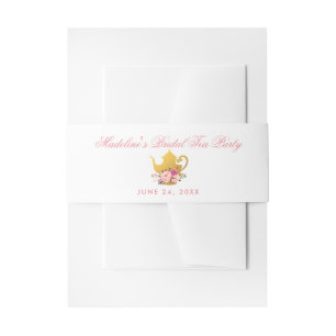 Floral Pink Bridal Shower Tea Party Invitation Belly Band