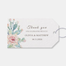 Floral pink cactus & succulent. Wedding Thank You