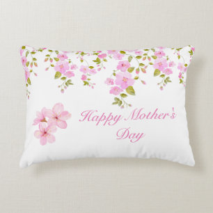 Floral Pink Cherry Blossom Custom  Decorative Cushion