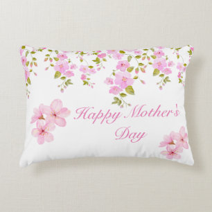 Floral Pink Cherry Blossom Custom  Decorative Cushion