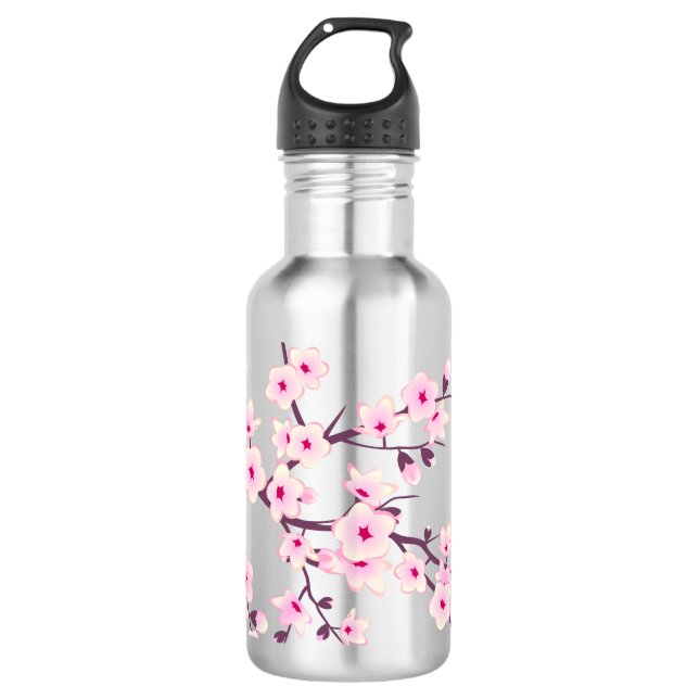 Floral Pink Cherry Blossoms 532 Ml Water Bottle (Front)
