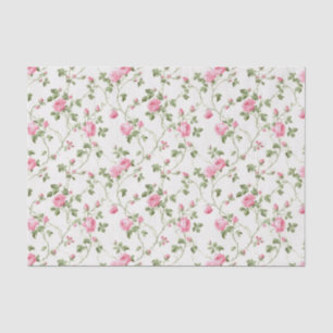 Floral Pink Cottage Garden Pattern Tissue Paper