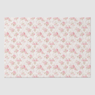 Floral Pink Cottage Roses Pattern Tissue Paper