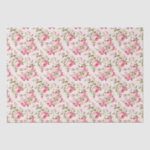 Floral Pink Cottage Roses Pattern Tissue Paper