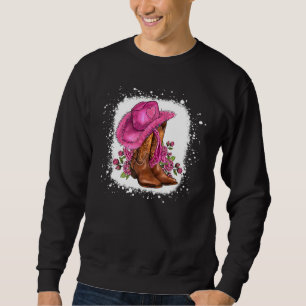 Floral Pink Cowgirl Boots And Hat Valentines Weste Sweatshirt