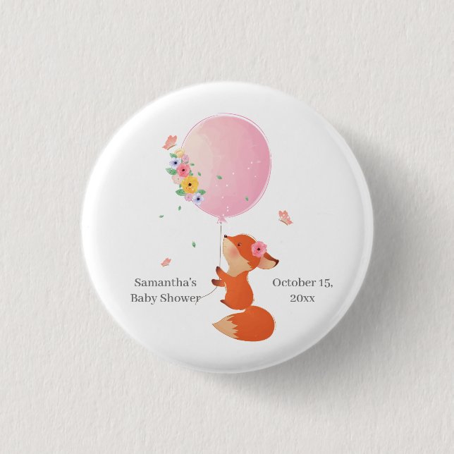 Floral pink cute baby shower  3 cm round badge (Front)