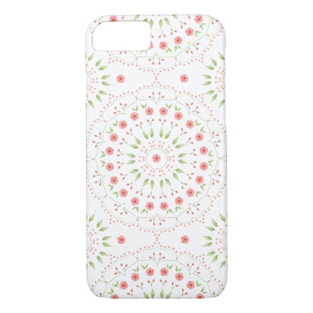 Floral Pink Cute Chic Minimalist Mandala Pattern  Case-Mate iPhone Case (Back)