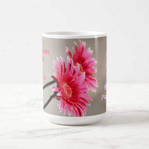Floral, Pink Daisy on Grey Quote from Psalm 118:24 Coffee Mug