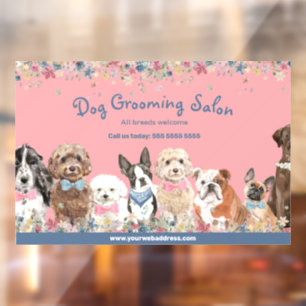 Floral Pink Dog Grooming Salon Promotional