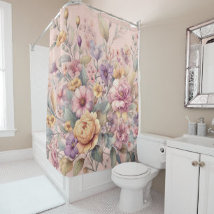 Floral pink elegant stylish shower curtain
