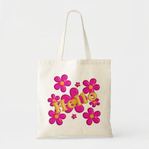 Floral pink element. Hello. Tote Bag