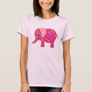 Floral Pink Elephant Neon Blue Raglan Toddler Tee