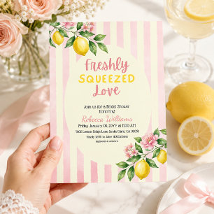 Floral Pink Freshly Squeezed Lemon Bridal Shower Invitation