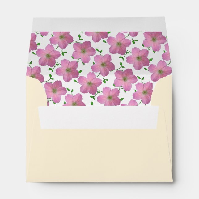 Floral Pink Garden Flowers Custom Address Envelope (Back (Bottom))