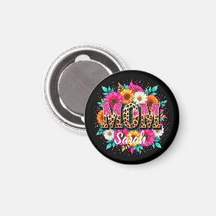 floral pink glitter mum  magnet