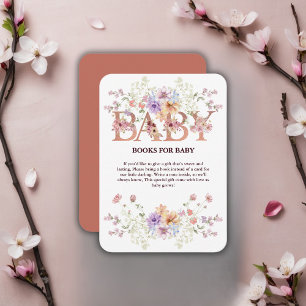 Floral Pink Glitters Baby Monogram Baby Shower Enclosure Card