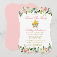 Floral Pink Gold Bridal Shower Tea Party Invite PB