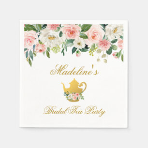 Floral Pink Gold Bridal Shower Tea Party Napkin