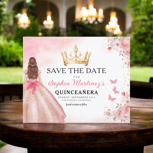 Floral Pink Gold Princess Birthday Quinceanera (Creator Uploaded)