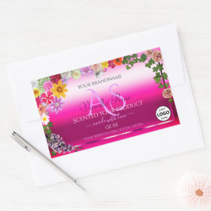 Floral Pink Gradient Product Labels Monogram Logo