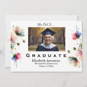 Floral Pink Graduation Invitation Personalise