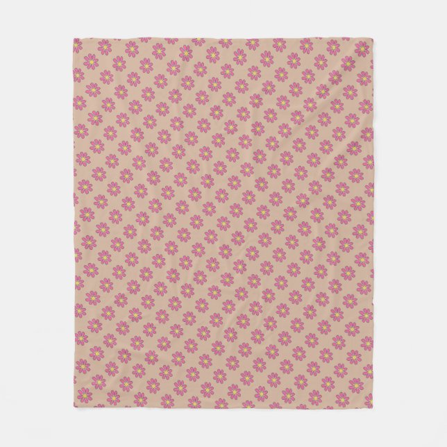 Floral Pink Graphical Flowers on any Colour Fleece Blanket (Front)