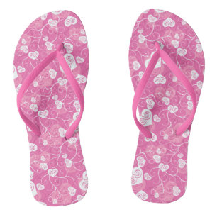 Floral Pink Heart Pattern Jandals