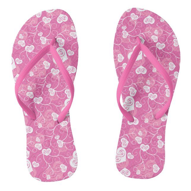 Floral Pink Heart Pattern  Jandals (Footbed)