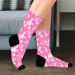 Floral Pink Heart Socks