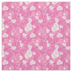 Floral Pink Heart Valentine's Pattern Fabric