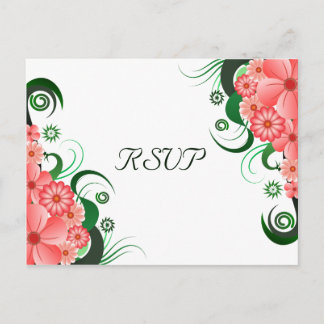 Floral Pink Hibiscus Elegant RSVP Response Card