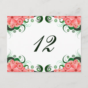 Floral Pink Hibiscus Reception Table Number Card