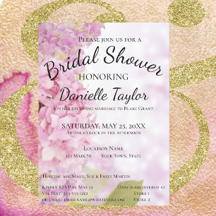 Floral Pink, Lavender Hydrangea Bridal Shower Invi Invitation